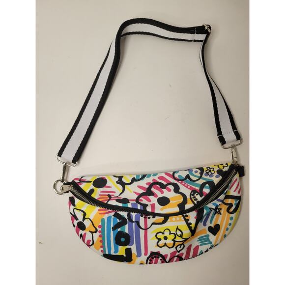 Brighton TL Handbags - Brighton TL Multi-Color Graffiti Love Half Moon Crossbody‎ Bag